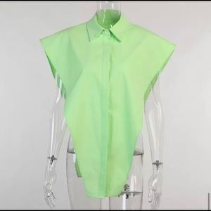 Casual sleeveless crop top (Lime Green)